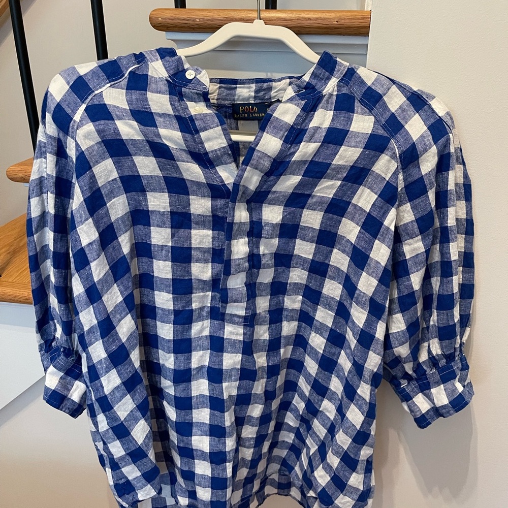 Ralph Lauren Blue and White Checkered Shirt
